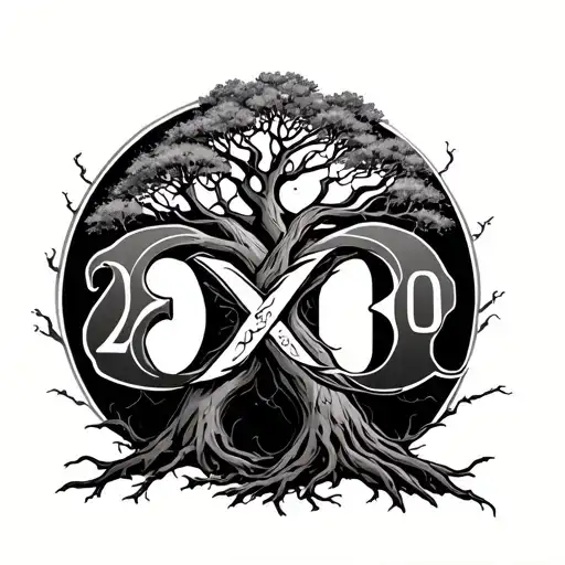 2 Trees Intertwined 20Th Anniversary Showing The X Roman