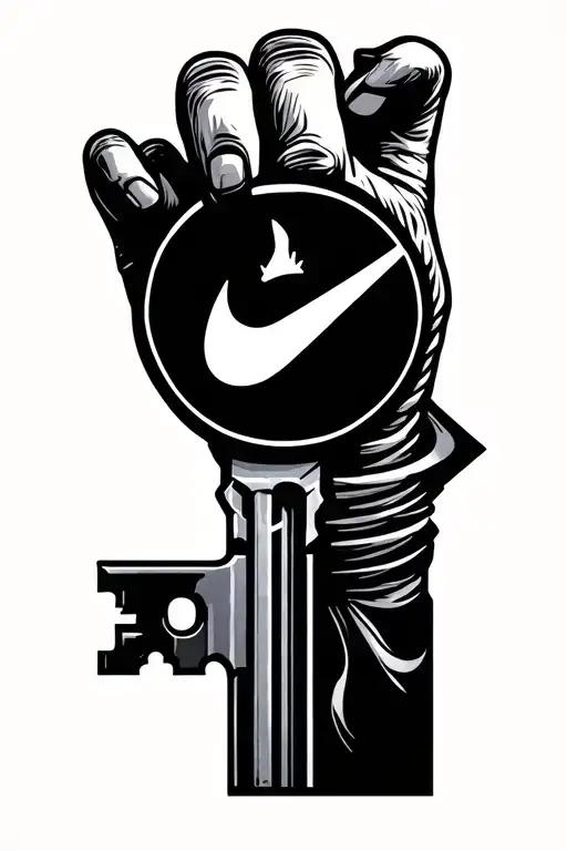 Nike Symbol Integrated In The Key Symbol For A Tattoo On The Hand