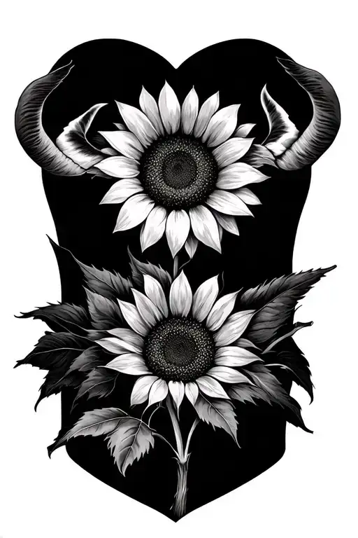 Sunflower In The Outline Of A Hart With Togather Forever