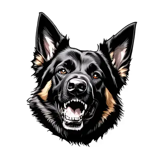Angry Black German Shepherd Dog