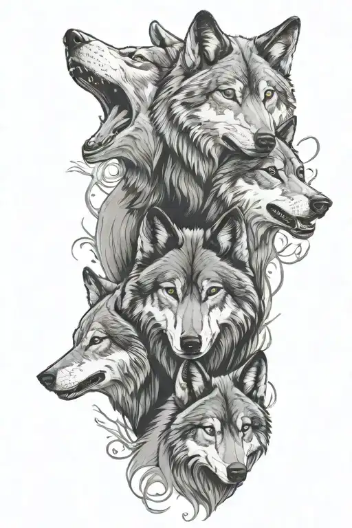 3 Wolves Representing Family