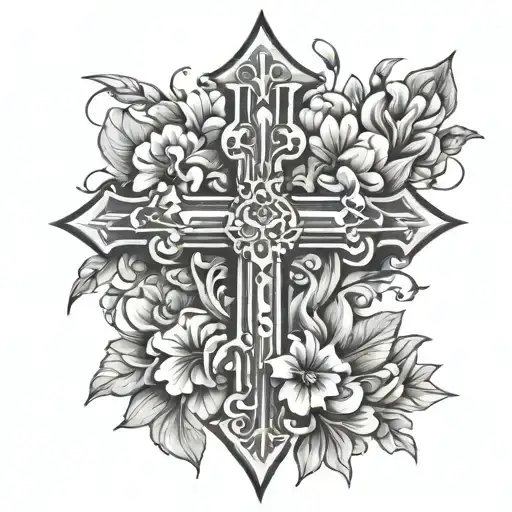 Cross And Flowers Symbolizing