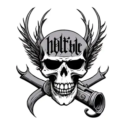 Skull Hell Angels Style With Gotic Lettering