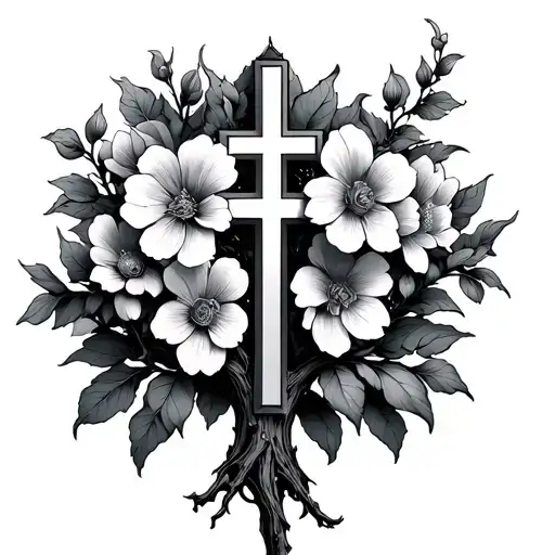 Cross Tree Flowers Catholic