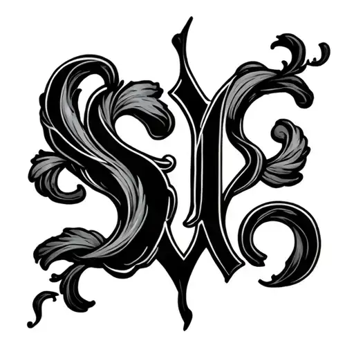 Beautiful Inscription From Letters Sv With Curls