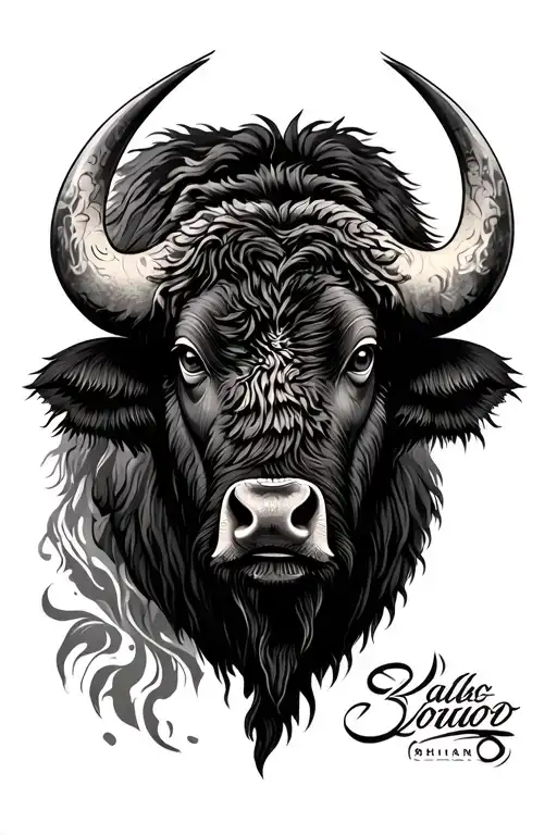 Christian Tattoo With Buffalo