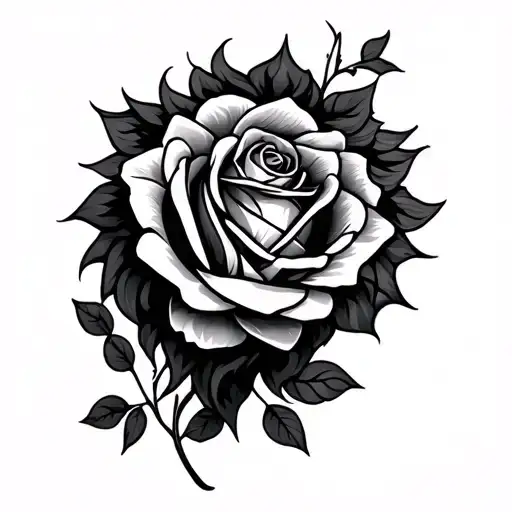 Lion Rose Intertwined