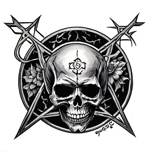 Pentagram On The Back With Skull