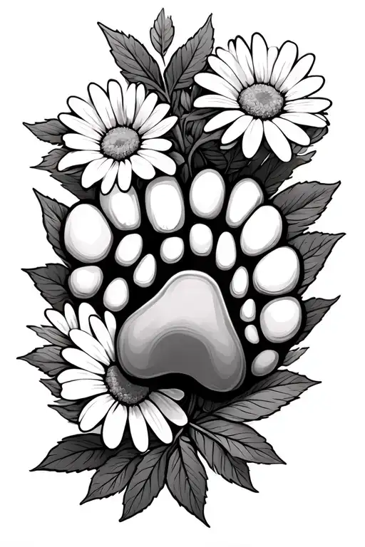 Daisies Leaves Dog Paws Connected