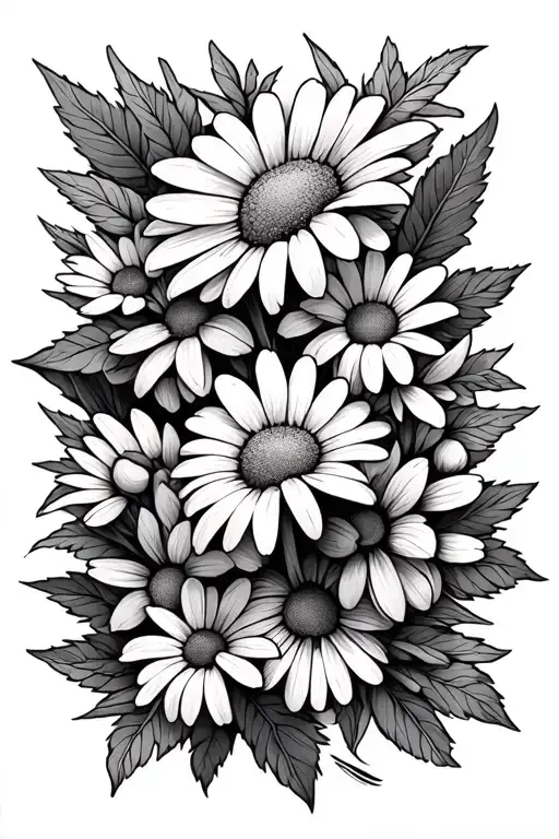 Daisies Leaves Dog Paws Connected Line