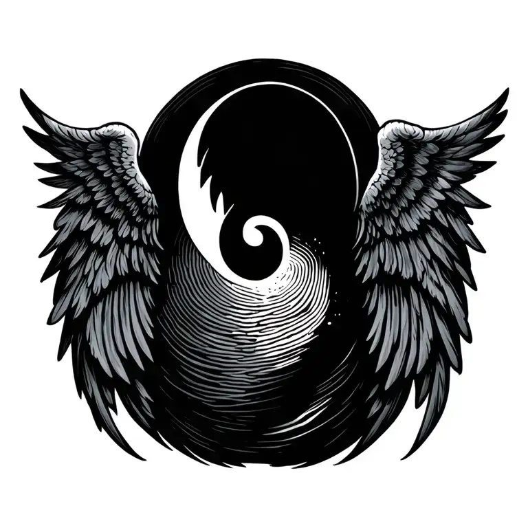 Semicolon And Angel Wings Fingerprint Mixed