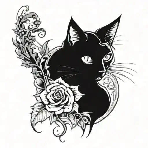 Flowers Cat Gothic With Demon