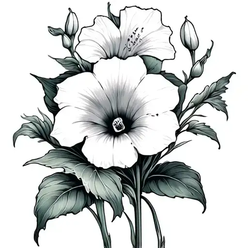 Honey Suckle And Morning Glory And Narcissus Flower