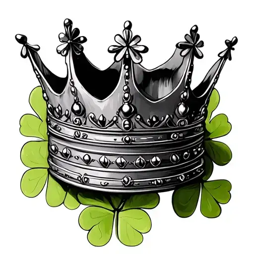 Crown Surrounded By Clover Leaf
