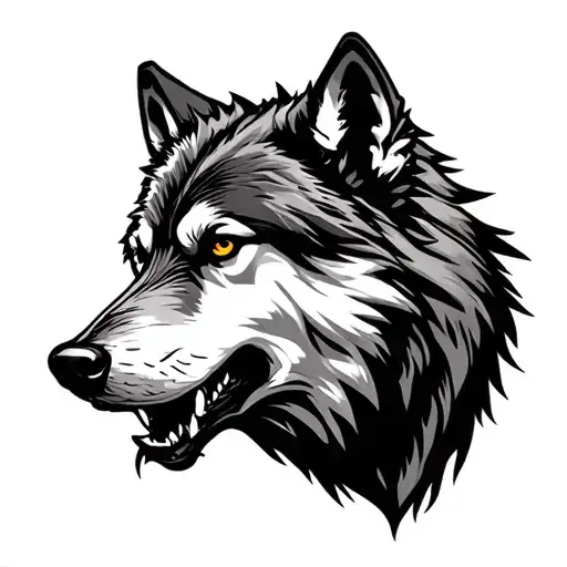 Growling Wolf And Mountains