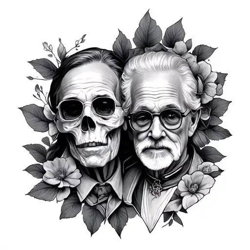 Sentimental Chest Tattoo For Dead Mom And Grandfather