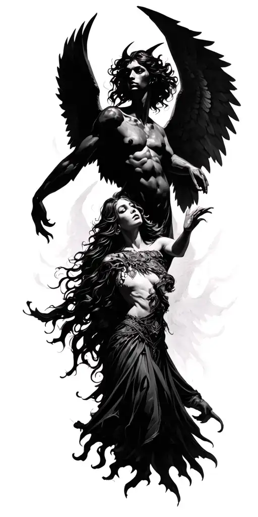 Angels And Demons Fighting Dark Figuers