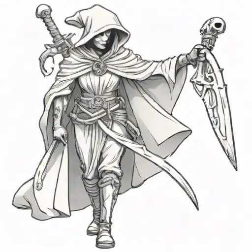 A Drawing Of A Girl Guiding A Reaper By The Hand