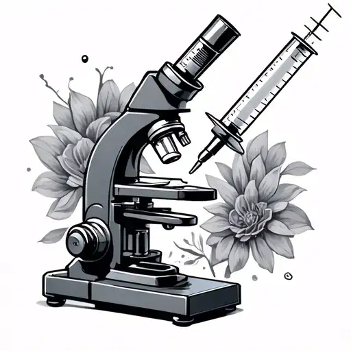 Microscope And Syringe Filled