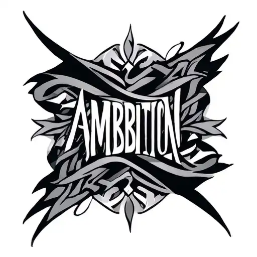 The Word Ambition With Tribal Pattern Around It