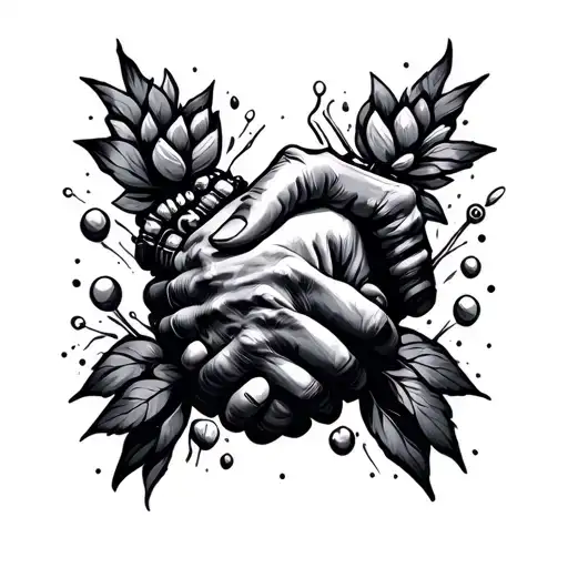 Text Beads And Shakes Hand