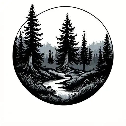 Forest Landscape Round