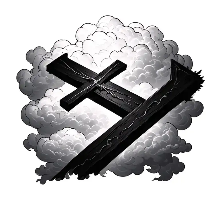 Cross In The Middle Cloud Background
