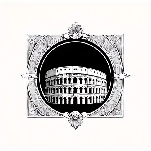 Colloseum Minimal Line Art Nouveau Style