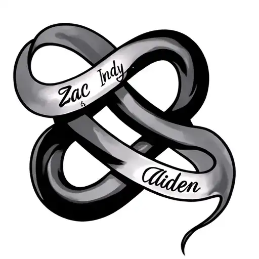 A Tattoo With The Names Zac Indy And Aiden With A Infinity Symbol