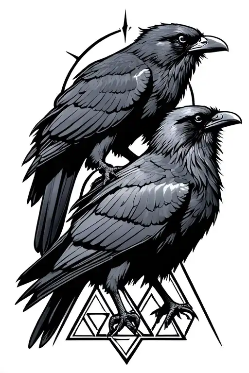 Valknut With Ravens Perched
