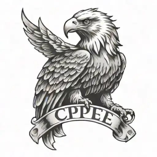 Eagle Perched Atop The Letters 'S C P E'