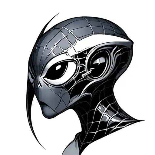 Mix Alien Grey Head With Spider Black Widow