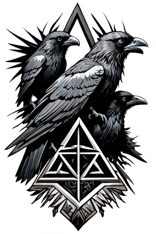 Valknut With Ravens Perched