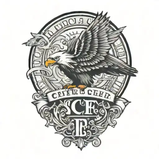 Eagle Perched Atop The Letters 'S C P E'