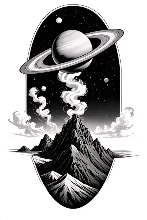 Smoke Forming Saturn On Top Of A Mountain Peak
