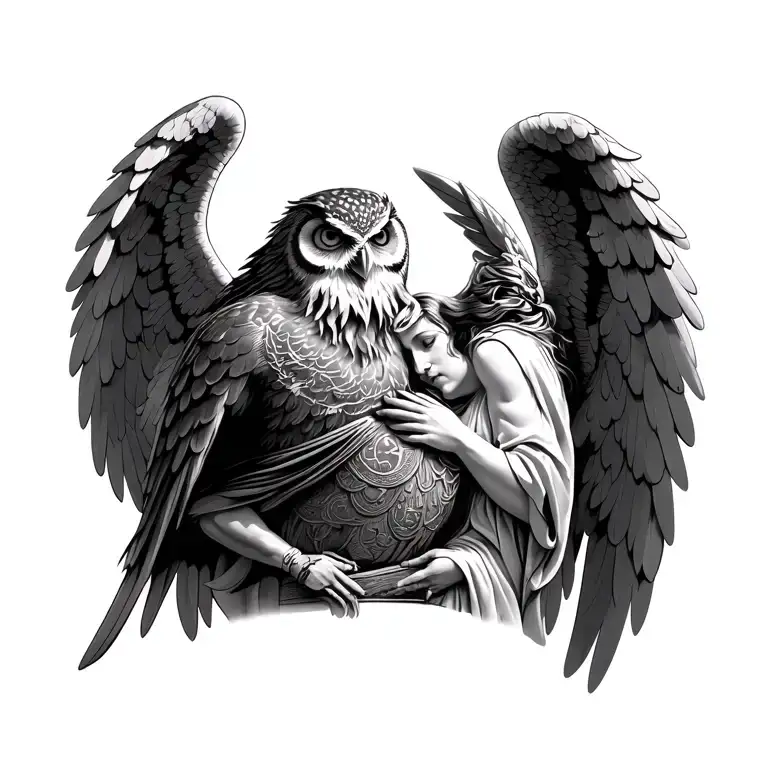 Libra And St Michael Archangel And Owl