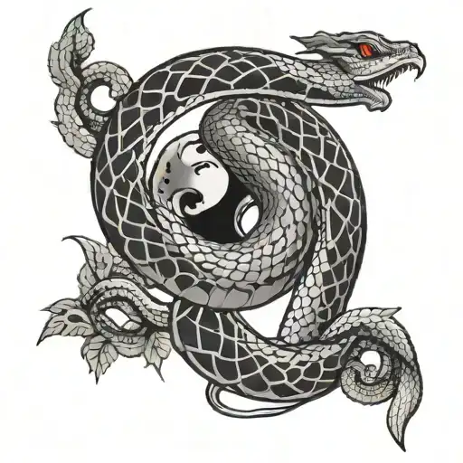 Moon With Snake Intertwined