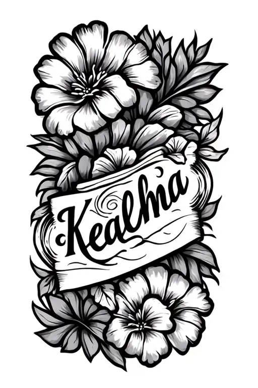 Traditional Hawaiian Tatto Pattern With The Word Kealoha Written In The Middle