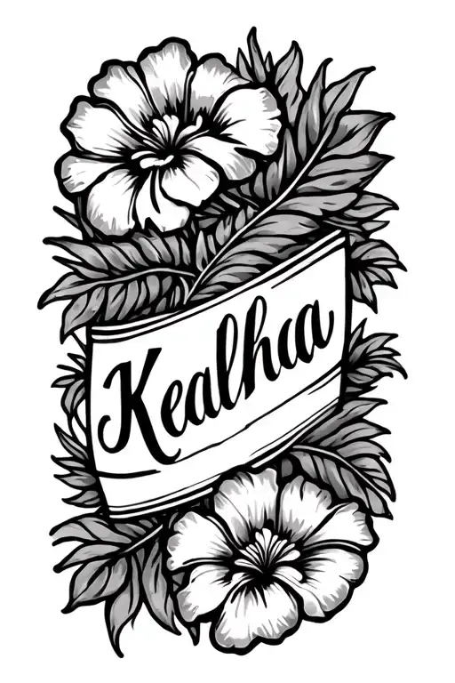 Traditional Hawaiian Tatto Pattern With The Word Kealoha Written In The Middle