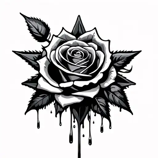 All Black Rose Dripping Star