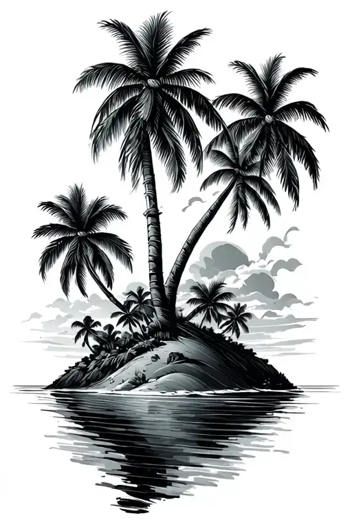 Palmtrees On An Island With Tradewinds Flowing Through