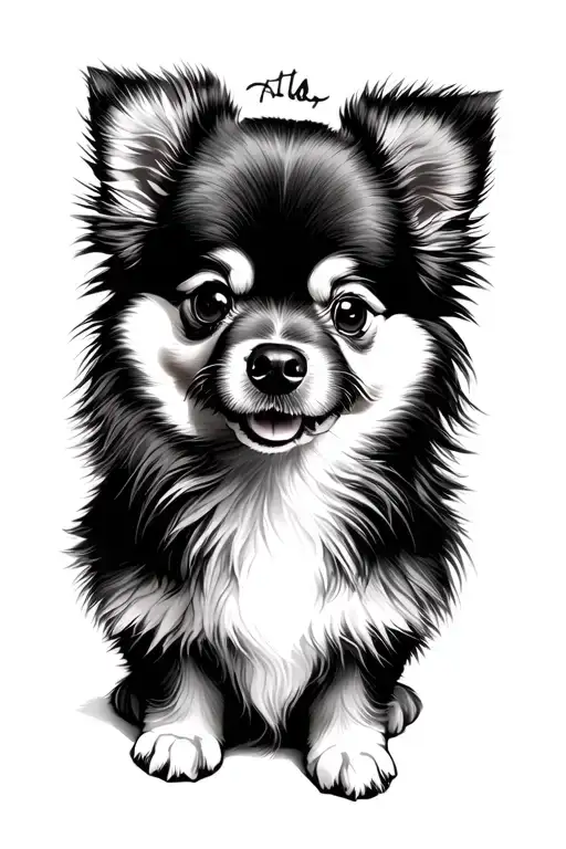 American Traditional Tattoo Pomeranian Puppy Face
