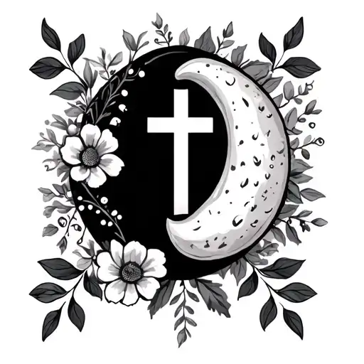Semi Colon With Cross And Flowers