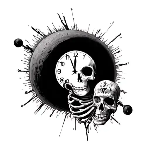 Skeleton And Black Hole With Clock