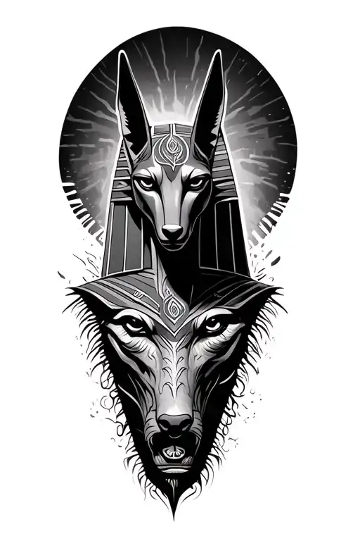 Front Side Anubis With A Path With A Soul Going Through A Gate