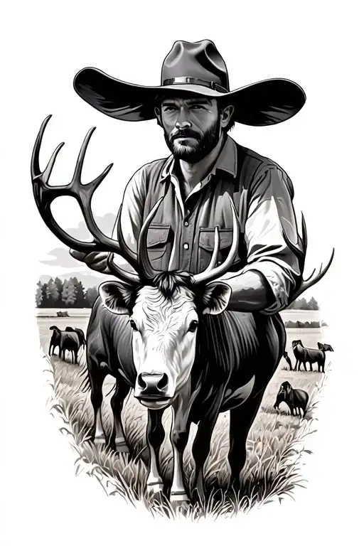 Farm With Hunting Scene