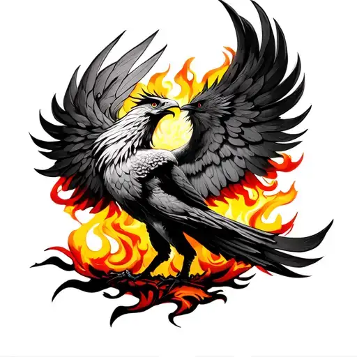 Phoenix Rising From Flames