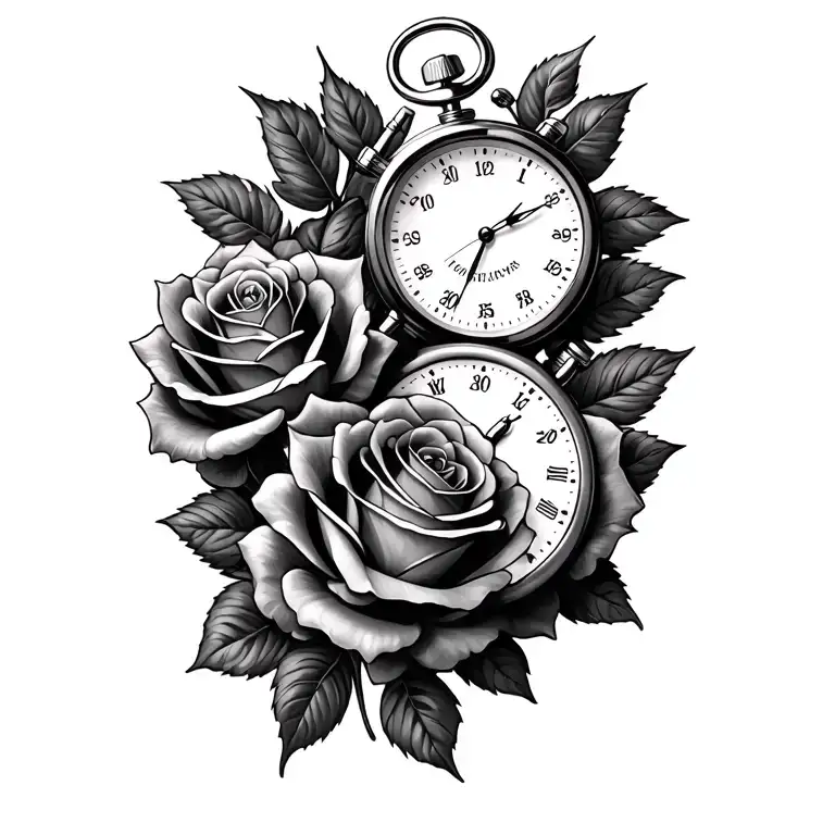 Roses Surrounding Two Stopwatches