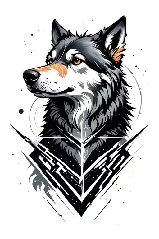 Cyber Sigilism Style Wolf And Space