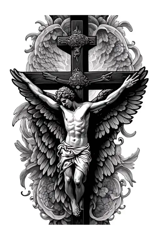 Crucifix Wings Family Pain Love